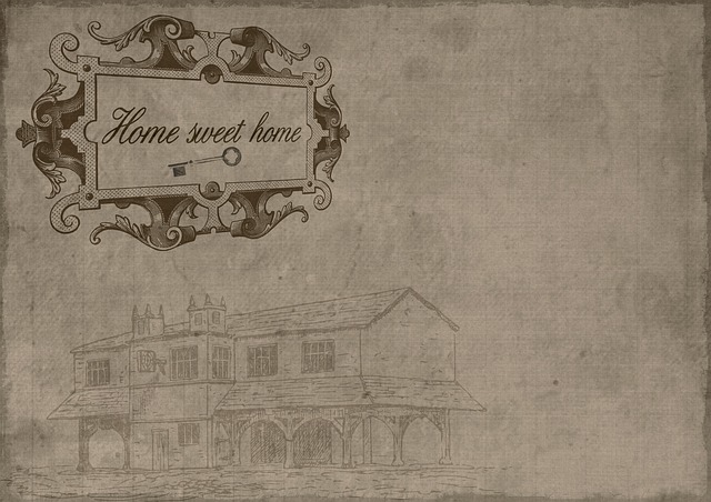 nápis sladký domov, klíč
